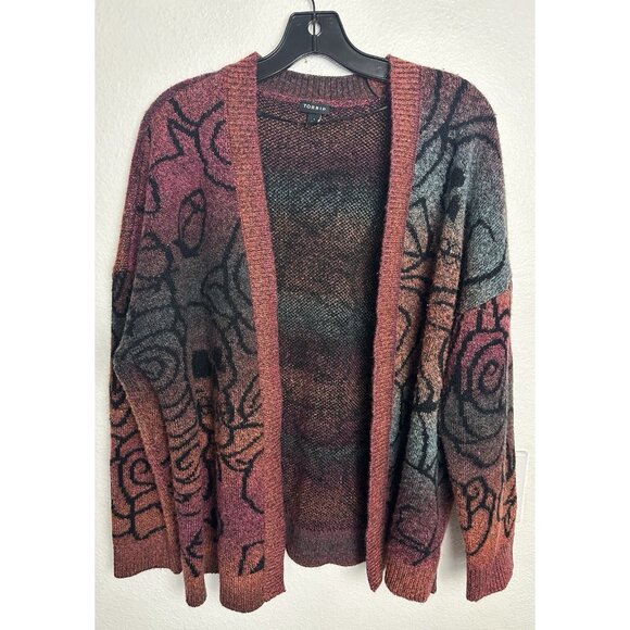 Torrid Space-Dye Sweater Cardigan Skull Roses Ombre Open Sz 1 1X - Picture 5 of 15